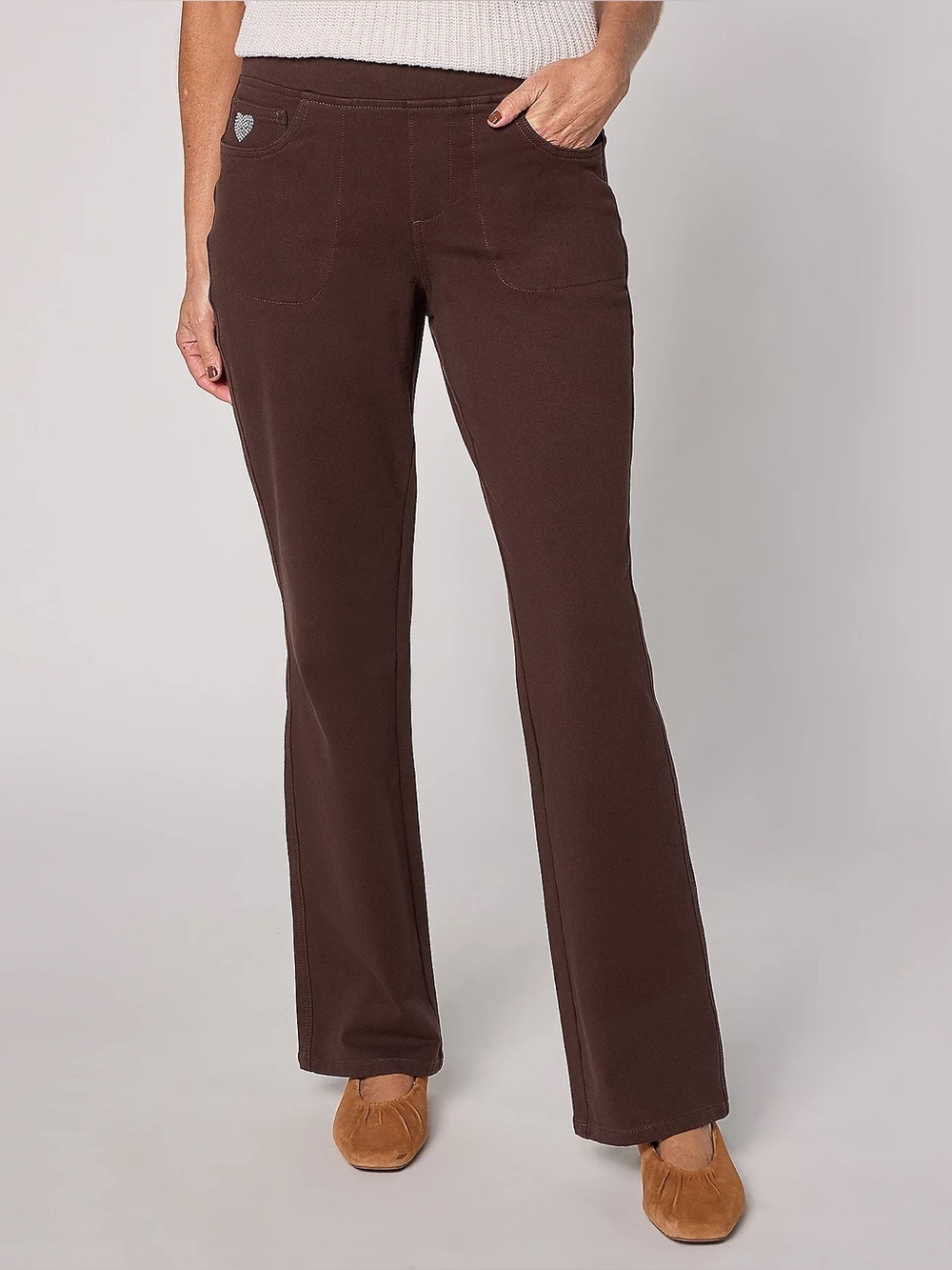 Quacker Factory Dream Jeannes pull-on pants Brown XL Short NWT IN PACKAGE